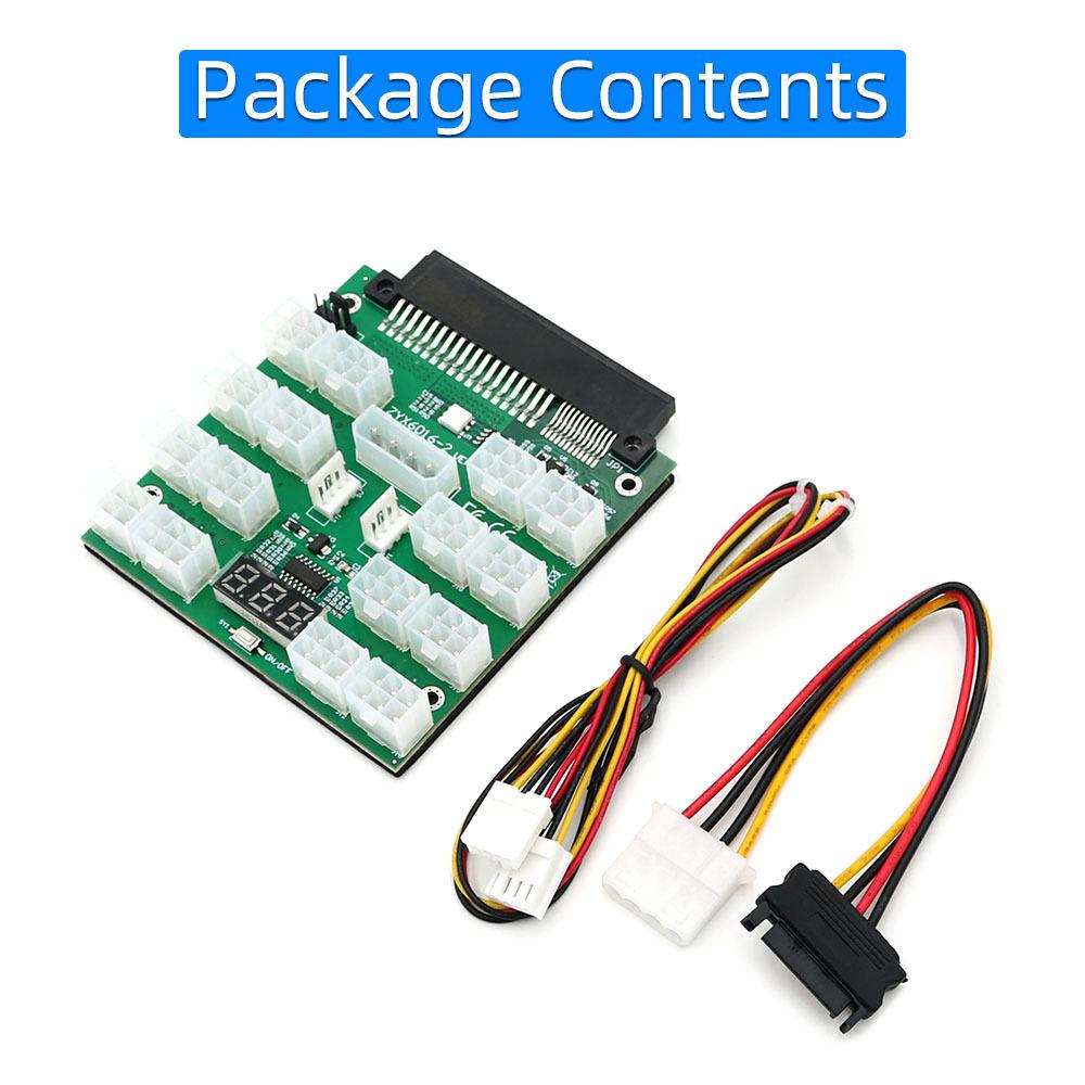 16-Way 6-Pin Power Distribution Board with Voltage Display and 18+12-Pin Server Power Supply Adapter
