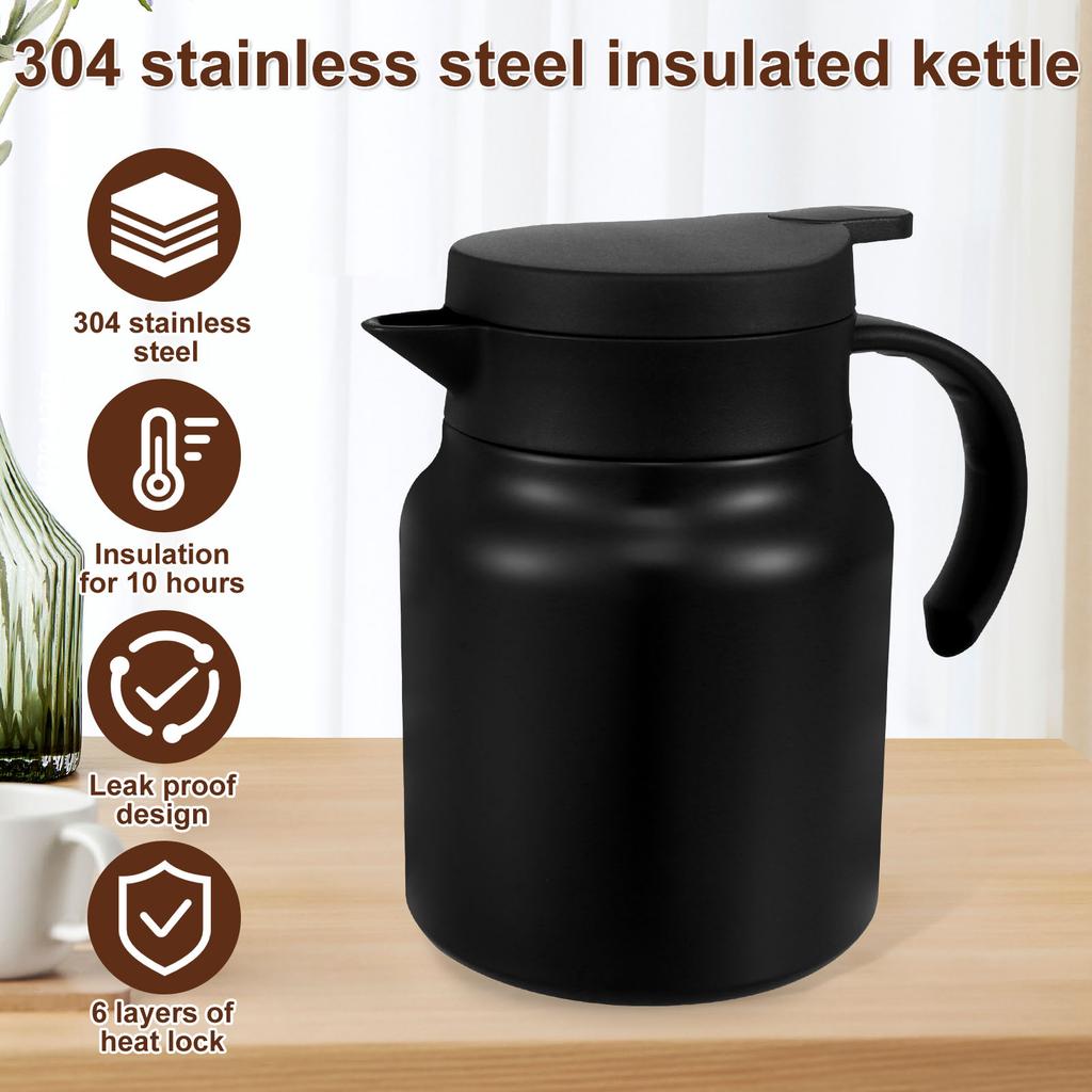 1000 ML Thermal Pot Large Capacity Insulated Water Pitcher 316 Stainless Steel Thermal Coffee Carafe with Detachable Tea Pots