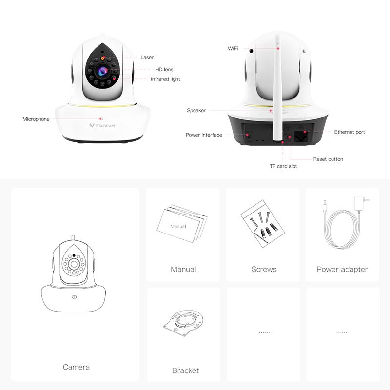 Vstarcam EU 1080P Wi-Fi камера, внутренняя IP-камера, монитор для домашних животных, 360 ° PTZ, домашняя безопасность, наблюдение, обнаружение движения