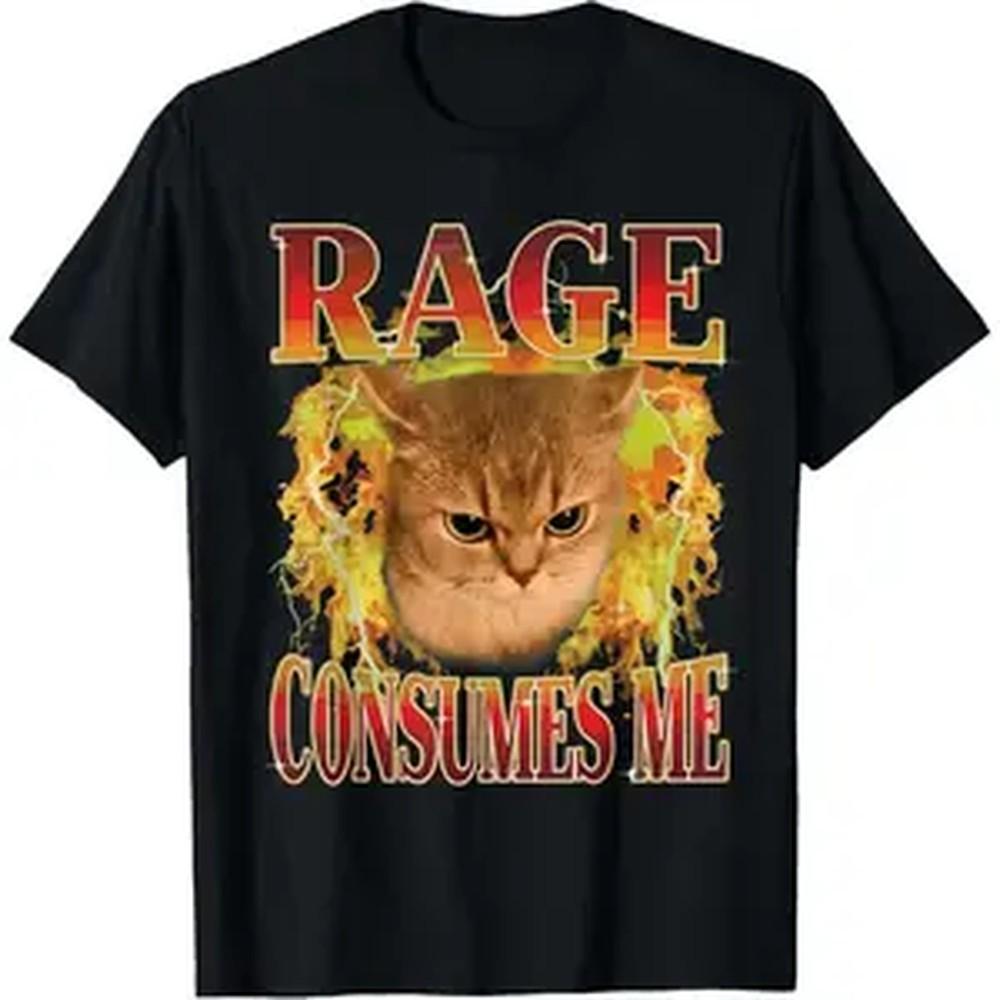 Cat Rage Is Consuming Me Funny Angry Meme Cats Humor Tshirt
