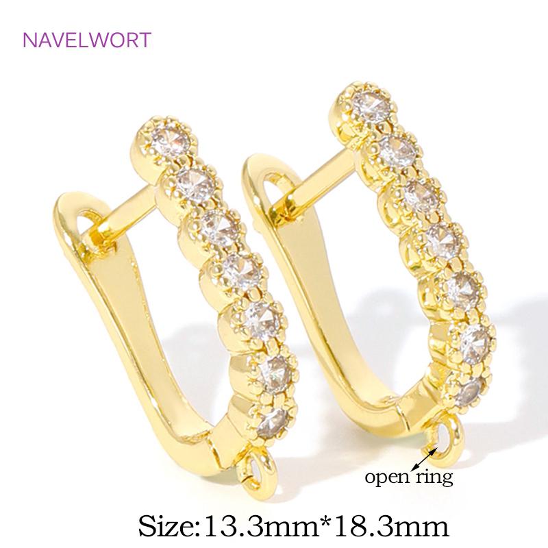 18K Gold Plated Brass Earring Hooks Clasp Accessories,Earwires Fasteners,Inlaid Zircon Earring Fixtures,Accessories For Earrings