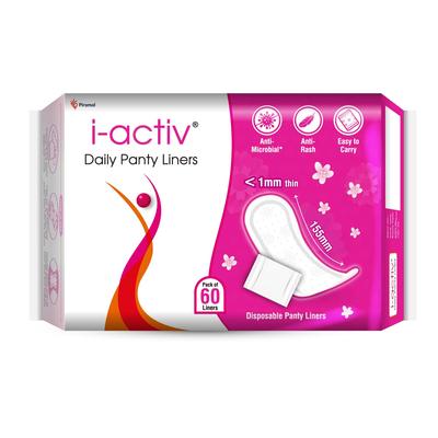 Ежедневные прокладки i-Activ для женщин | 60 ультратонких хлопковых прокладок | Дышащие гигиенические прокладки для свежести и комфорта