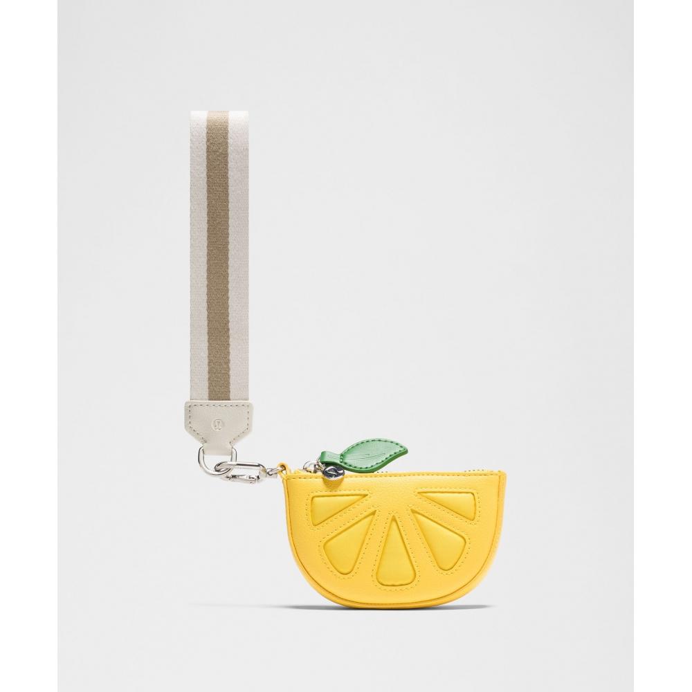 LuluLemon Dual Pouch Wristlet  Textured Leather Alternative Light Ivory Lemon Lush Silver