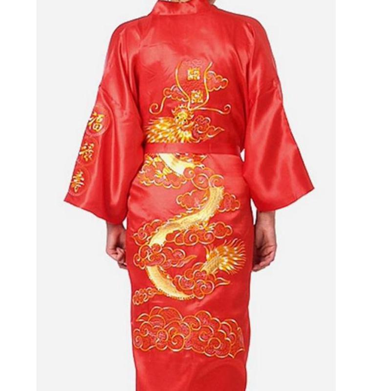 Мужская вышитая кимоно-халат с драконом, мягкий пижамный халат, удобная одежда для сна, банный ночной халат
