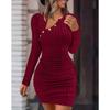 Women's Solid Color Off Shoulder Sloping Neck Tight Fitting Hip Hugging Fashionable Slim Fit Sexy Long Sleeved Casual Dresses