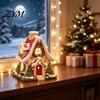 Cozy Winter Scene Display Christmas Snow House Incense Burner, Backflow Holder, Resin Craft Ornament for Windowsill Festive Xmas Desktop Figurine
