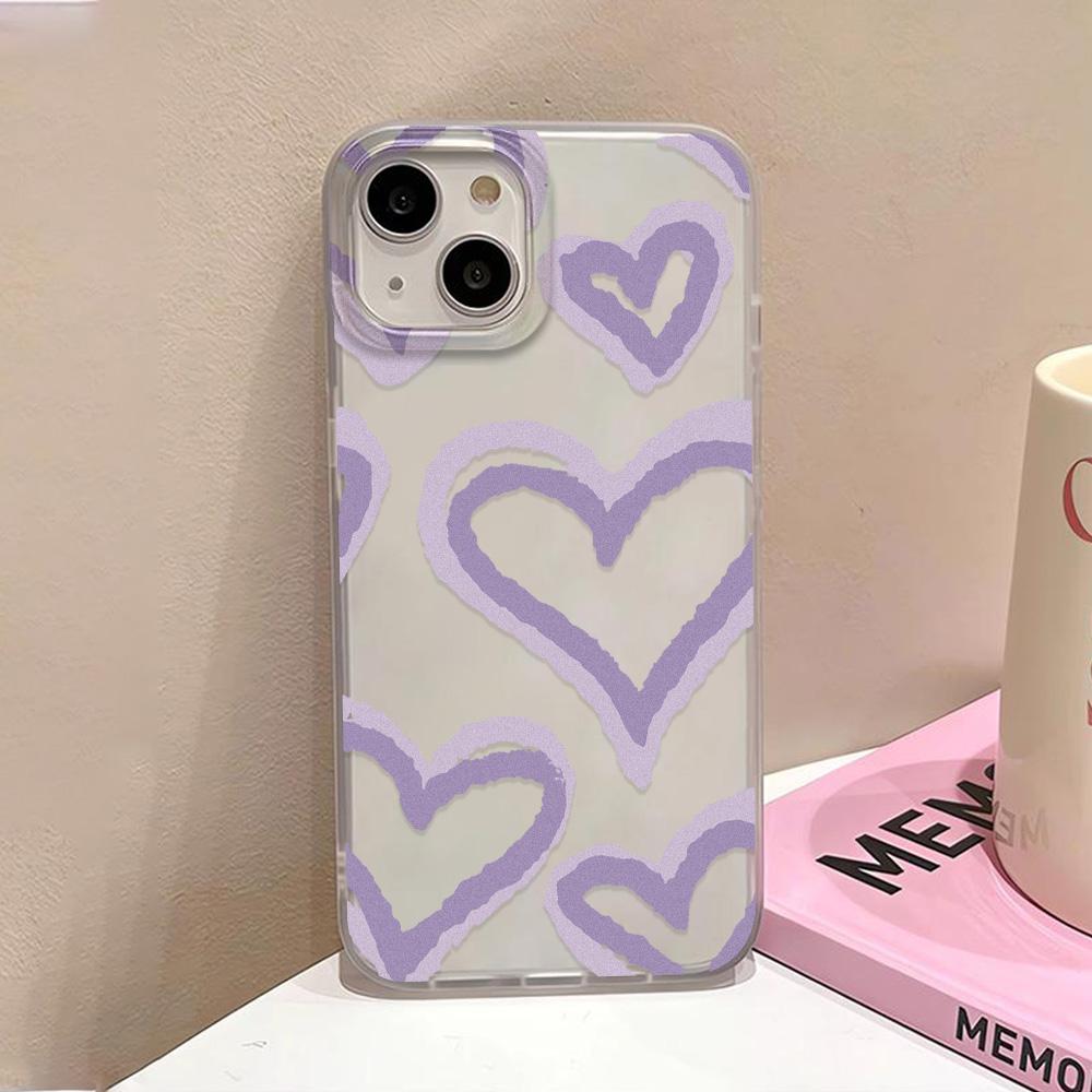 Love Heart Phone Case For iPhone 13 Case for iPhone 11 15 16 12 14 Pro Max Mini Shockproof Translucent Clear Cover Soft Funda