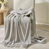 Vintage Knitted Throw Blanket with Tassels Nordic Style Textured Sofa Cover for Bed End Living Room Home Decor