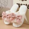 Cotton Slippers Women's Winter Cute Bow Girl Heart Indoor Home Warm Thick Bottom Non-slip Open Slippers Four Seasons