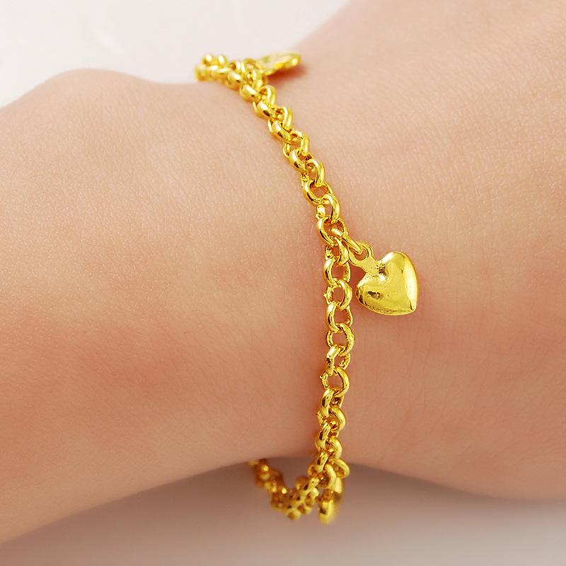 Japanese and Korean Fashion Simple Imitation Gold Bracelet Gold Heart Bracelet