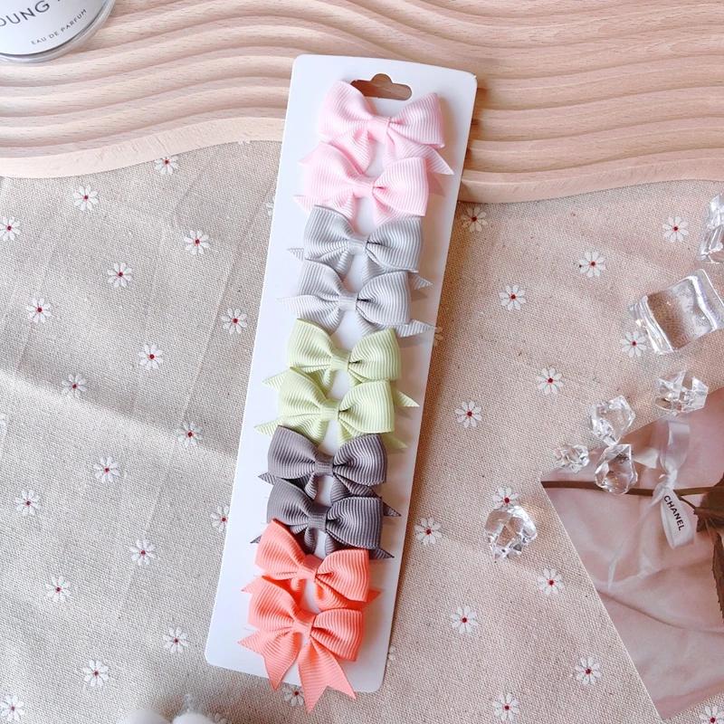 10 шт./набор Однотонные заколки-клипсы BB для милых девочек, ленточные банты, бутик-заколки, шпильки, головные уборы, детские аксессуары для волос, подарки
