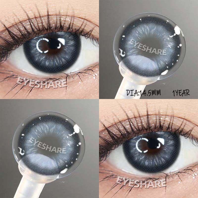 Eyeshare 2шт. Натуральные цветные контактные линзы, синие модные цветные линзы для глаз, красивые серые линзы для макияжа глаз с красивым зрачком, цветные линзы, ежегодные зеленые линзы