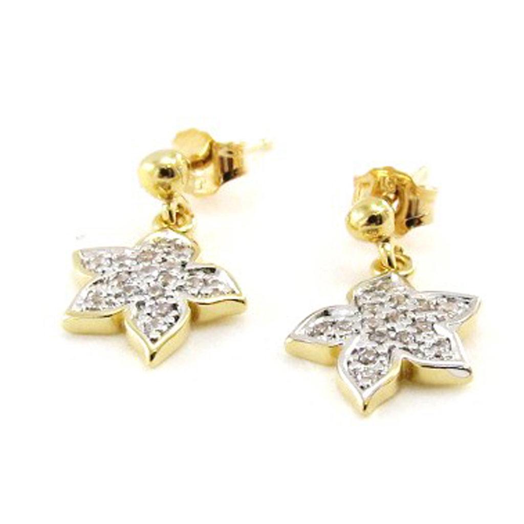 Les Trésors De Lily [I9772] - Позолоченные серьги «Флора» из белого золота - 18x10 мм