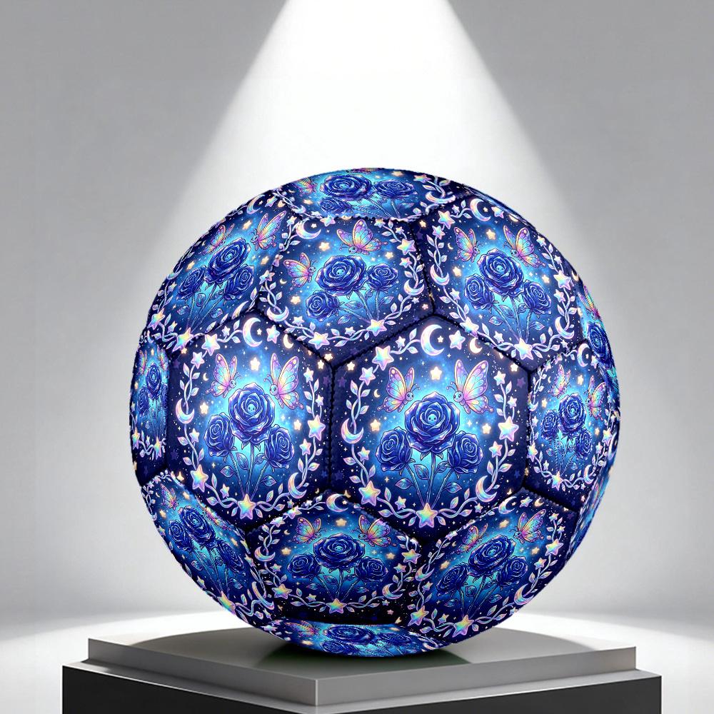 1pc Galactic Roses Themed Soccer Ball, Size 5, Lightweight PVC Material, Outdoor Training Soccer Ball Gift. q62217