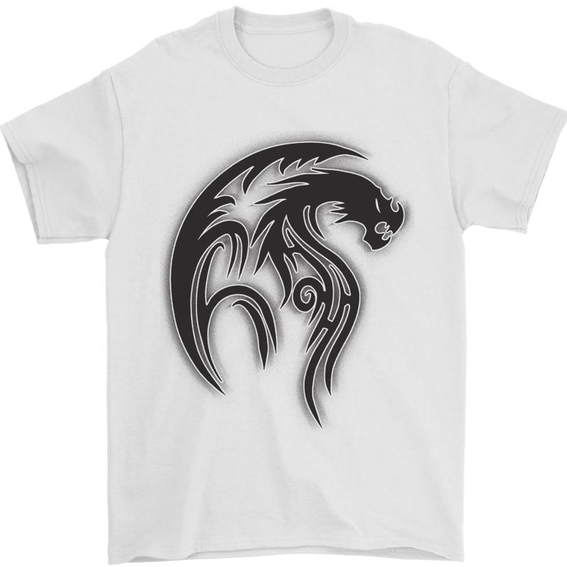 Black Tribal Tattoo Style Dragon Mens T Shirt 100 Cotton