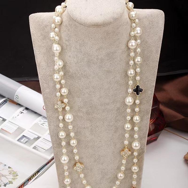 Модное многослойное ожерелье с четырьмя листами клевера, длинное женское ожерелье в стиле ретро, новое ожерелье Palace Temperament