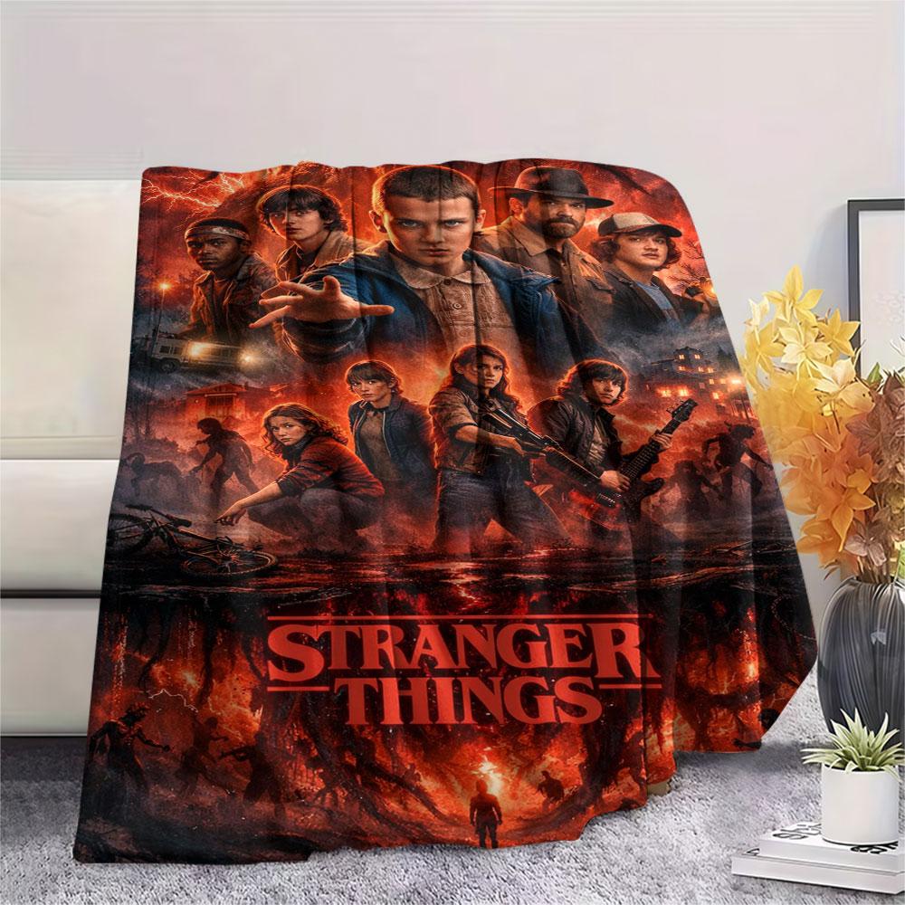 Stranger Things Scifi Horror Poster Blanket Suitable For All Seasons Home Decor Office Rest Blanket Christmas Gifts Machine Washable