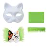 Cat Masque DIY Set White Paper Cat Masque with Eye Mesh Faux Fur Unfinished Cat Masque for Kids Adults DIY Painting