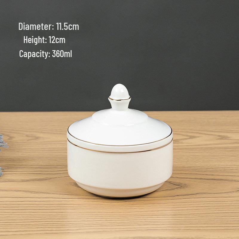 Ceramic Double Boiler Stew Pot with Lid for Soup, Bird's Nest, and Steamed Eggs