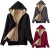 Women's Plush Hooded Long-sleeved Zipper Jacket Sweater Coat Plus Size Tops