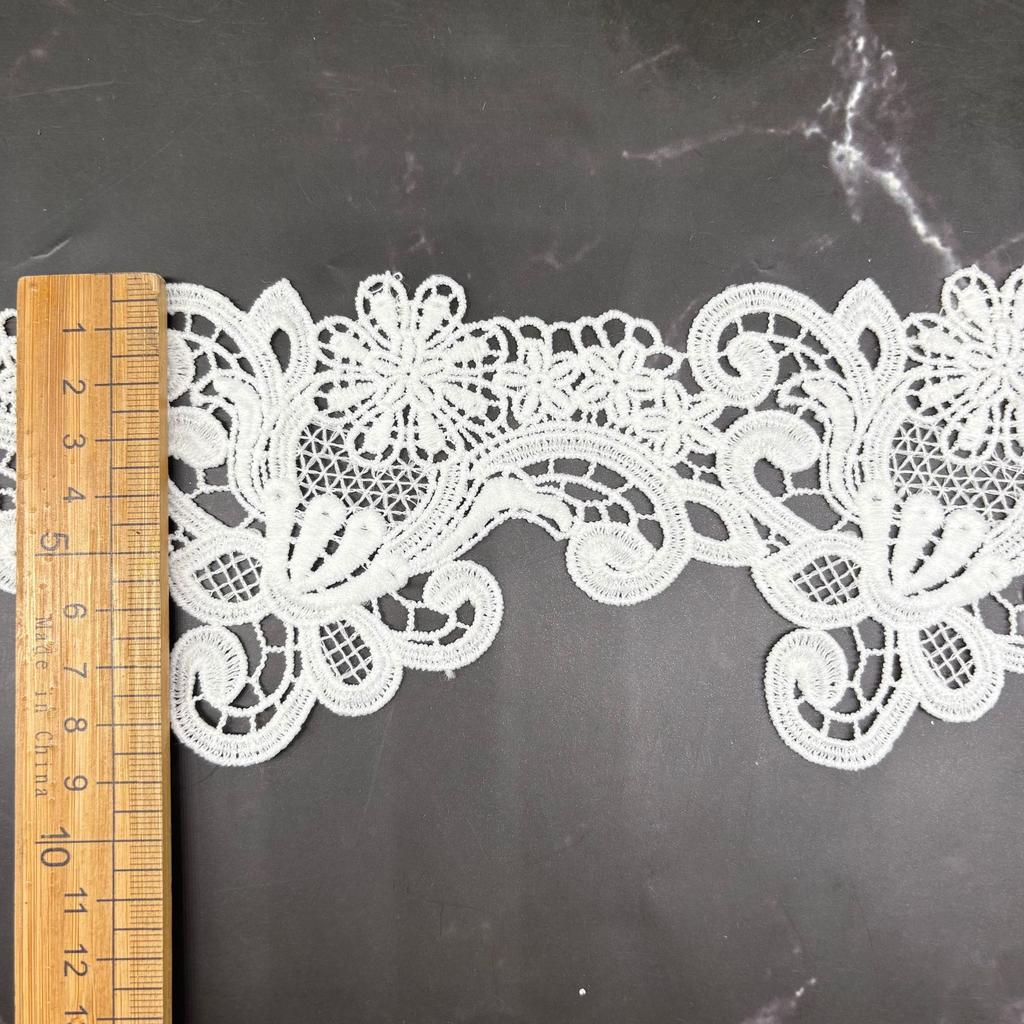 Водорастворимое кружево, кружево с вышивкой из молочного шелка, волновой штрих-код с большим цветком, аксессуары для женского платья