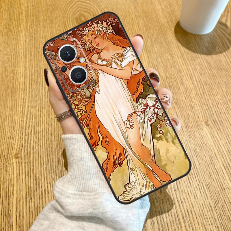 Vintage Alphonse Mucha Art Funda For OPPO Reno 7 8 Lite 14 F 13F 12F 11F 13 12 11 10 Pro OPPO Find X9 X8 X6 X5 Pro Case