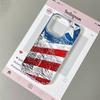 Чехол с флагом США ко Дню независимости для iPhone 17 16 15 14 Plus 13 12 11 Pro Max Модный чехол из ТПУ с блестками и в винтажном стиле