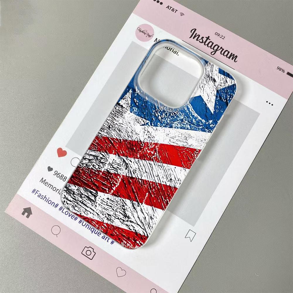 Чехол с флагом США ко Дню независимости для iPhone 17 16 15 14 Plus 13 12 11 Pro Max Модный чехол из ТПУ с блестками и в винтажном стиле