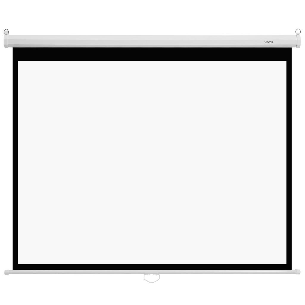 VEVOR Manual Projector Screen, 1829 mm 4:3 4K 1080 HD Retractable Pull Down Projector Screen, Wall Mounted Movie Projection with Pull Rope