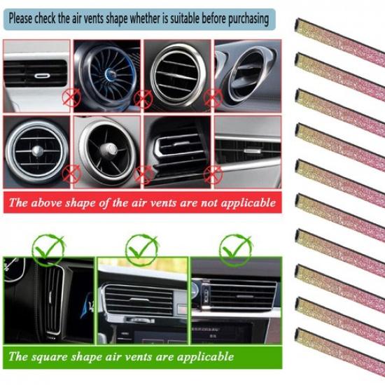 10x Car Air Conditioner Outlet Decoration Strip Cover Car Interior Accessories