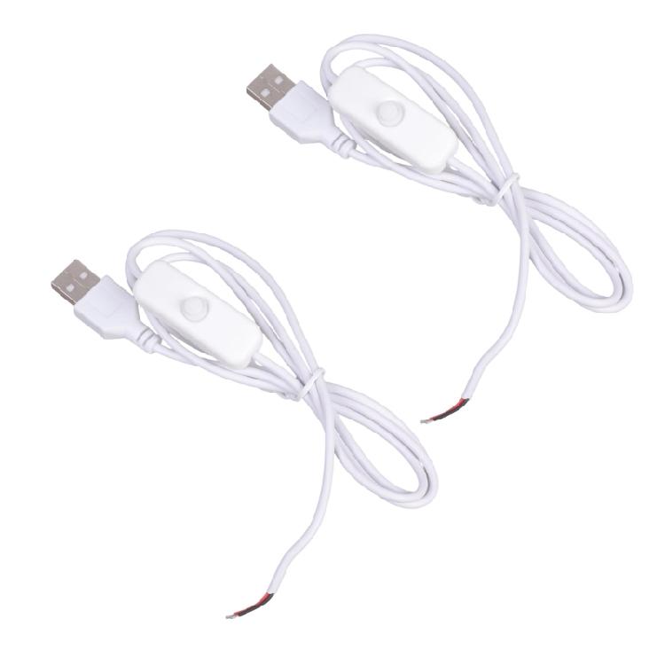 2-жильный USB-шнур питания с оголенными проводами 22AWG, луженый наконечник, с переключателями, поддержка 5 В/1 А, кабель питания, пластиковая текстура, для ремонта