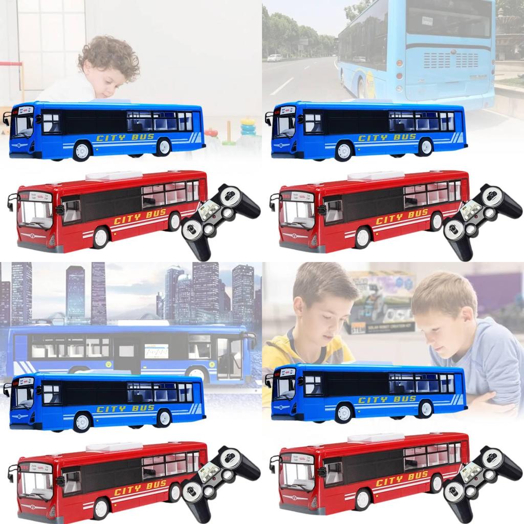 Автобус на радиоуправлении для детей, масштаб 1:112, реалистичные звуки и свет, работает от батареек