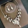 Women Luxury Crystal Clavicle Chain Set, Exaggerated Retro Necklace Earrings Ornaments For Banquet Dresses