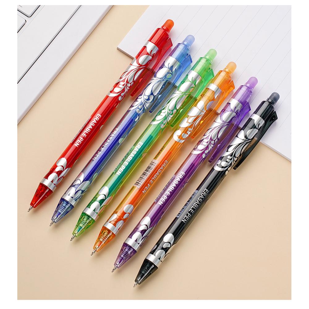 55pcs/set Gel Pen Press Type 0.5mm Erasable Gel Pen Set 6 Colors Washable Handle Magic Refills Rod Super Capacity Ink Writing Stationery