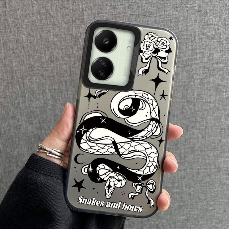 Phone Case For Xiaomi Redmi Note 14 Pro 13 12 11 10 12 13C 14C A5 A3 Shockproof Black Spider Element Animal Design Korean Cover