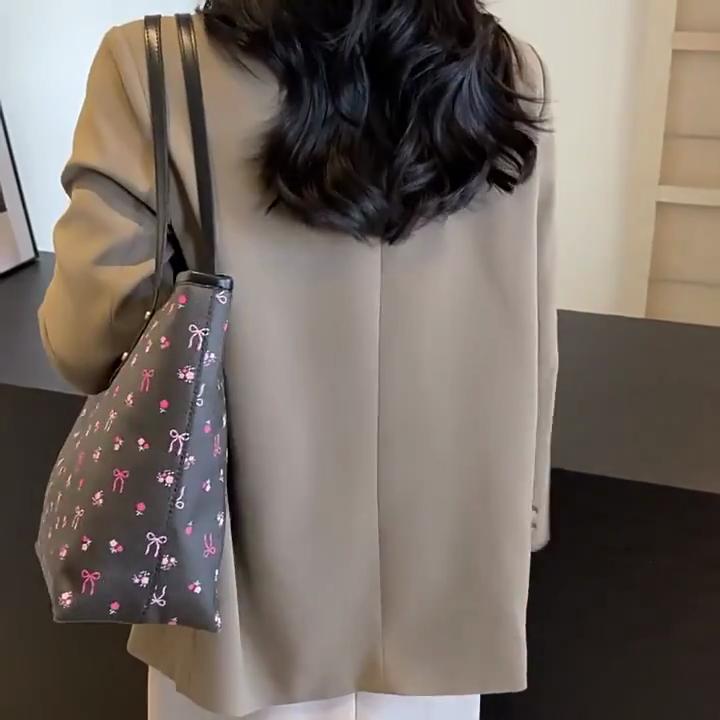 Cute and Sweet Cherry Print Tote Bag Niche Fashion Large Capacity Versatile Shoulder Bag For Women Travel Handbag Purse CLE