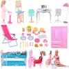Doll House Furniture Bed Table Chair For 11.8inch 30cm Doll Plastics Cleaning Tools Accessories Mini Furniture Model Gifts Toys