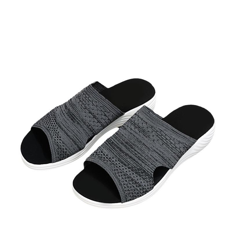 Трансграничная внешняя торговля, тапочки большого размера на толстой подошве, женские летние тапочки с плоским дном и сетчатым рисунком «рыбий рот», женские наружные тапочки из дышащей ткани