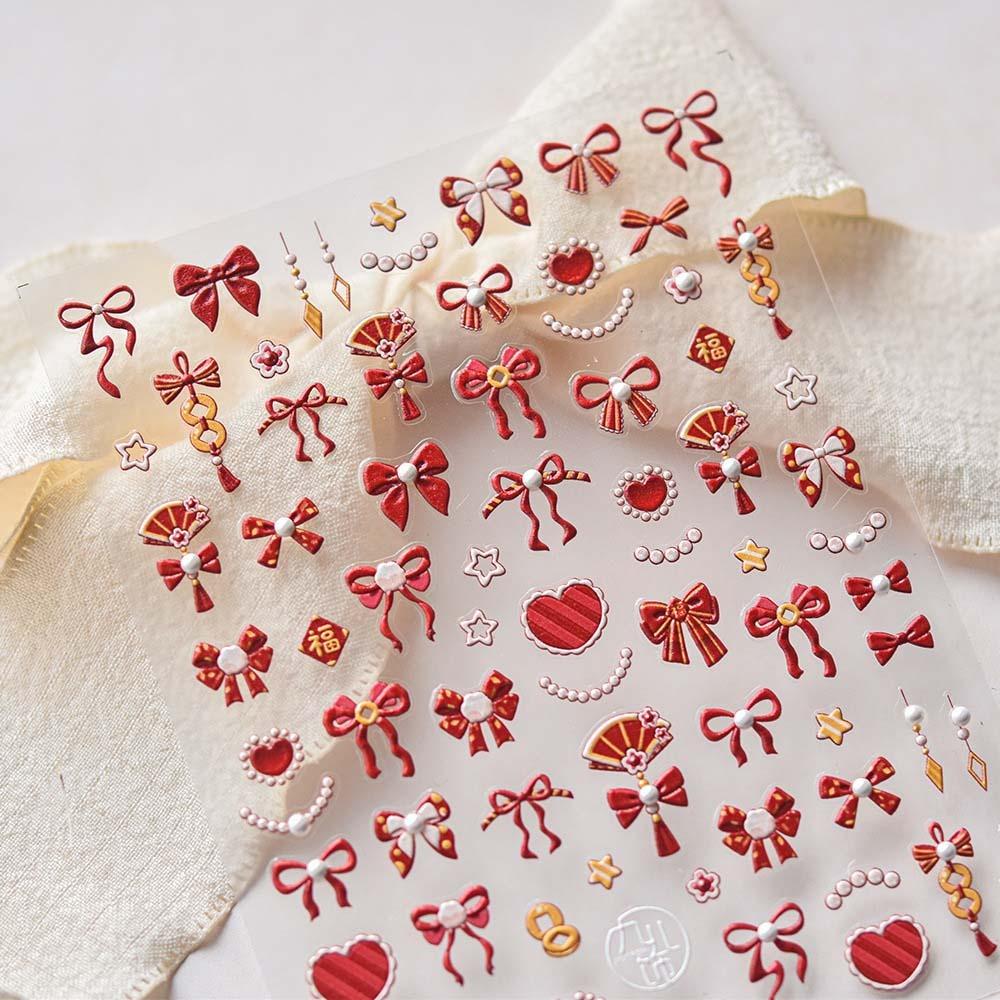 Пион Цветок Китайский Новый год Наклейка для ногтей Аксессуары для ногтей Змея Украшение для ногтей Вечеринка