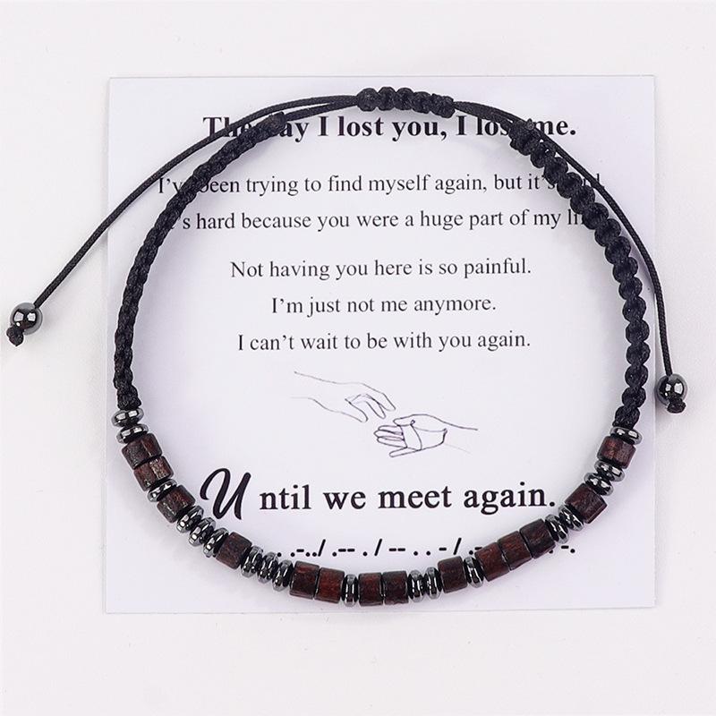 Tiger's Eye Morse Code Bracelet Unisex Black Iron Stone Separator Rope Weaving Obsidian Morse Code Bracelet