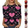 Women's Tops Three-quarter Sleeve Shirt V-neck Loose Casual Shirt Print T-shirt
