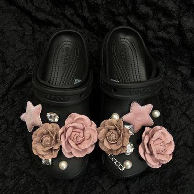 Съемная пряжка для обуви своими руками, аксессуары для обуви, корейская серия Fan, трехмерная камелия, цветок для обуви из сплава и бриллиантов, аксессуары для верха обуви