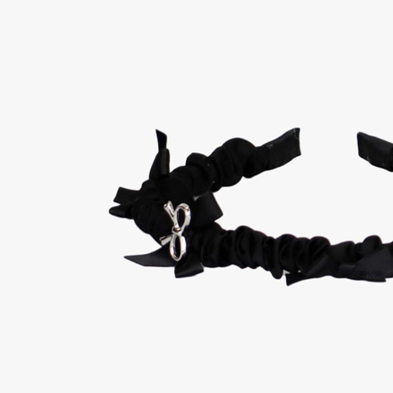 РОЗОВЫЙ АНАНАС ГОФРИРОВАННАЯ ЛЕНТА ОБОДОК ДЛЯ ВОЛОС_ЧЕРНЫЙ