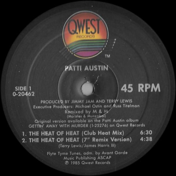 12-дюймовая пластинка PATTI AUSTIN Heat Of Heat 020462 QWEST RECORDS 1985 США Танцевальная Электроника Б/у