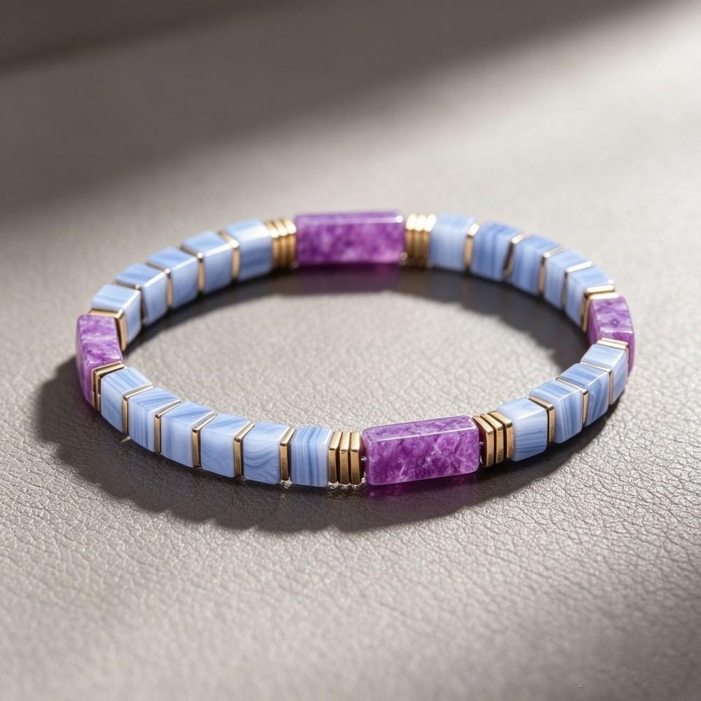 Adjustable Rope Simple Crystal Stone Bracelet Square Cut Square Stone Bangle For Women Men