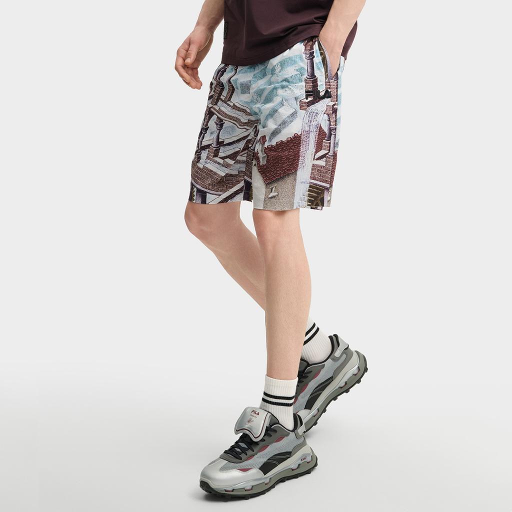 Fila X M.C.. ESCHER Коллаборация SS25 Серия Наследие Минималистичные Шнурованные Модные Пятиточечные Повседневные Шорты Мужские шорты F11M538802F-ZA