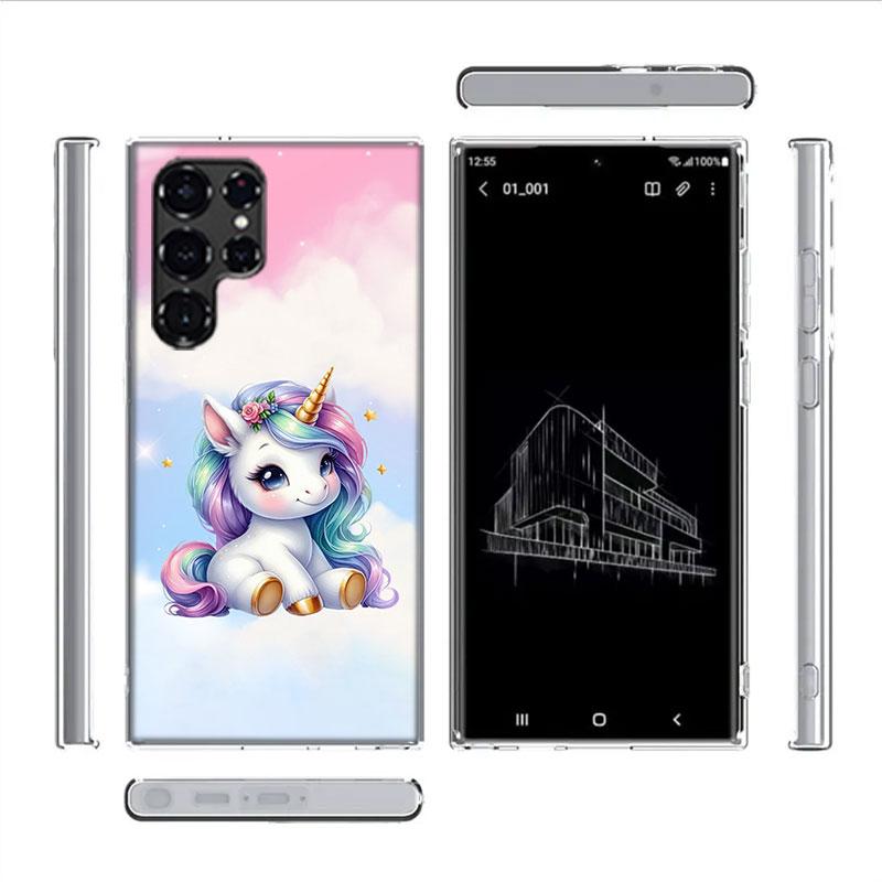 Милый чехол для телефона с единорогом для Samsung Galaxy S26 Ultra S25 Edge S24 S23 FE S21 Plus S20 S22 Чехол TPU Capa Shell Shockp
