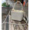 2026 Woven Leather Tote Bag Soft Small Square Bucket Handbag Beach Daily Use Shoulder Or Hand Carry