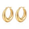 Retro-Style 18K Plated Hollow Titanium Steel Crescent Earrings