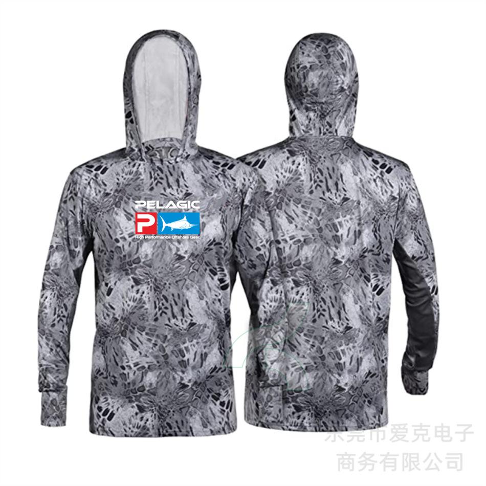 Pelagic fishing clothing summer camouflage sunscreen clothing breathable hooded fishing sportswear quick-drying T-shirt available